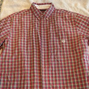 Chaps Red and Green Plaid Button Down Shirt